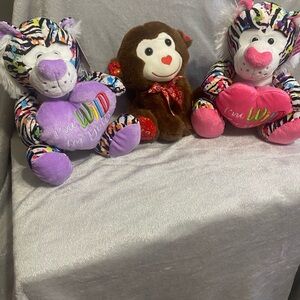 Colorful Plush Zebra and Monkey each 10$